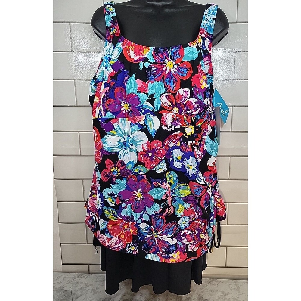Azul Maxine of Hollywood Swimsuit Swim Dress Womens Sz 22 One Piece Floral Beach